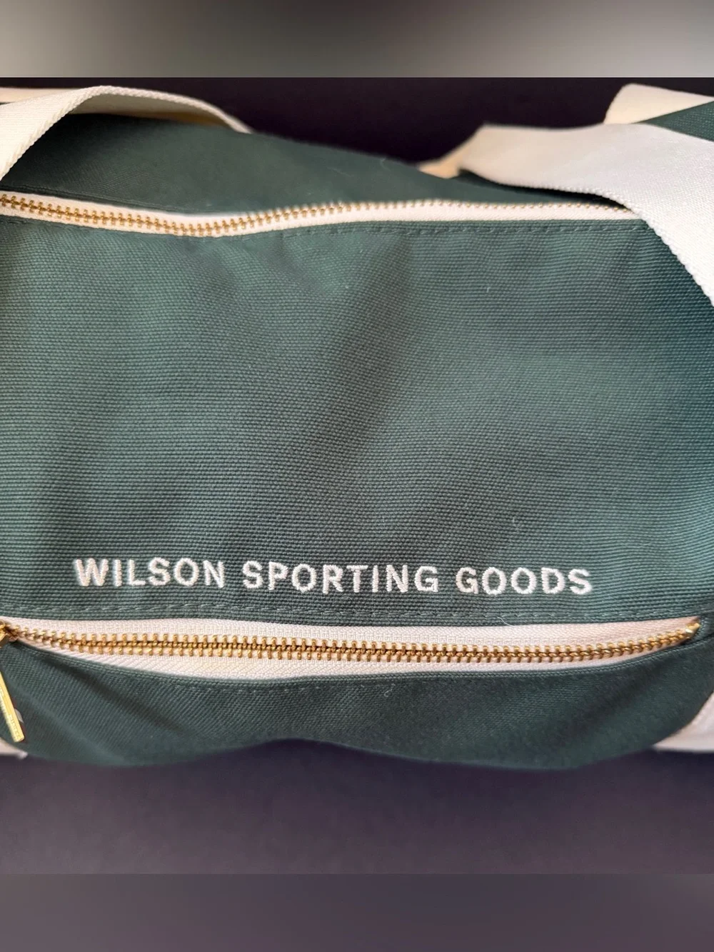 Wilson Green Canvas Duffel Bag with White Straps
